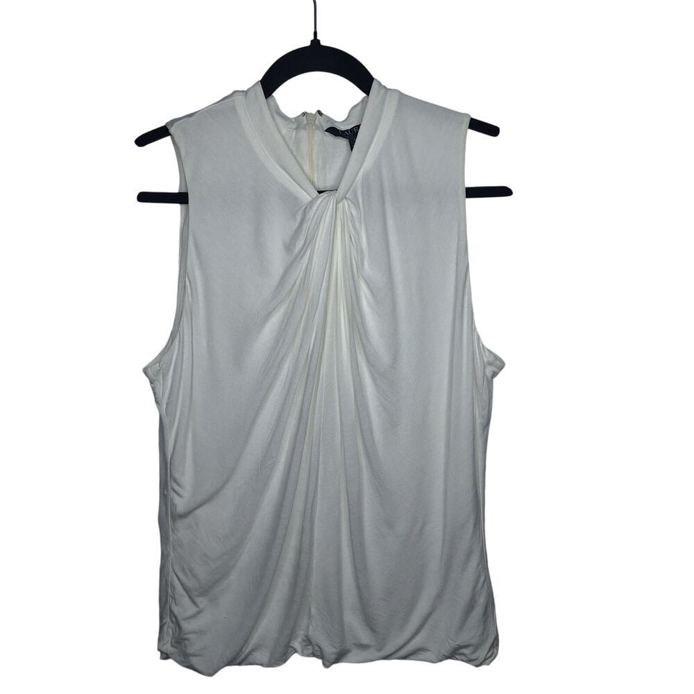 Lauren Ralph Lauren Twist Front Double Jersey Top XL Sleeveless Career High Neck